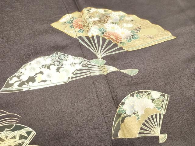 平和屋着物□訪問着 駒刺繍 扇面草花文 暈し染め 金彩 正絹 逸品