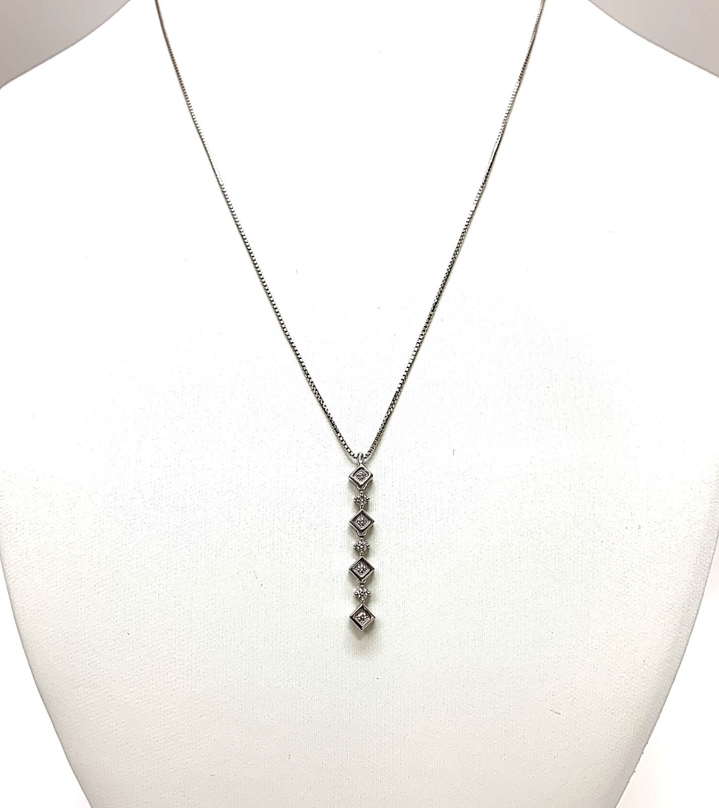 K18WG 7連ダイヤモンドネックレス ペンダントネックレス 40cm 3.0g 