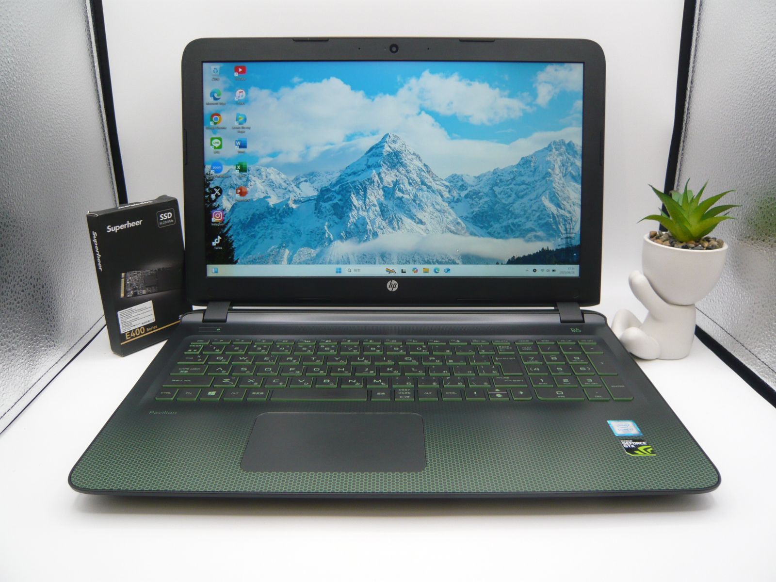 高性能＆個性派グリーン】HP・ゲーミングPC☆corei7☆新品SSD256GB+1TB 