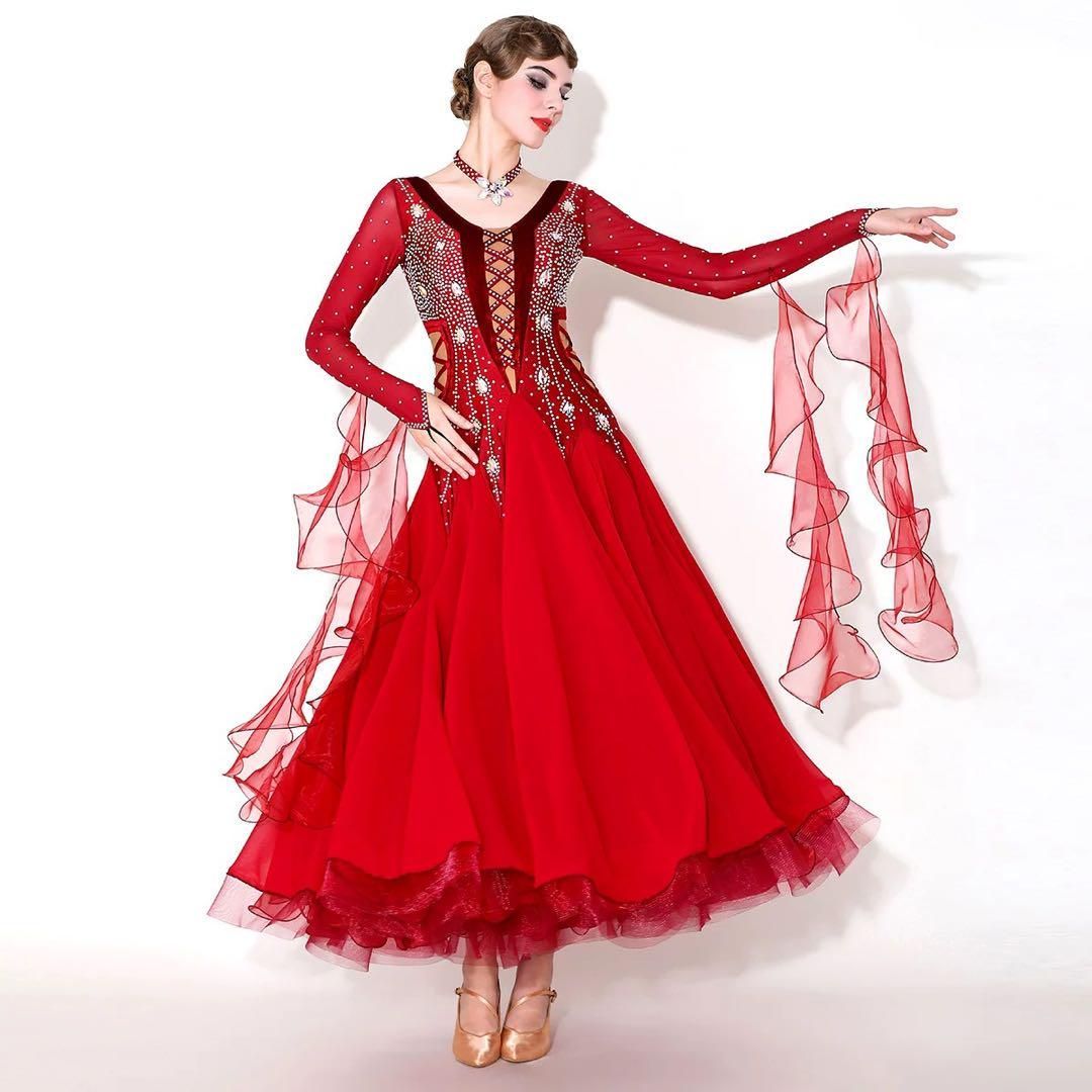 新品 25新作豪華ストーン付きスタンダードドレス☆競技会やデモ