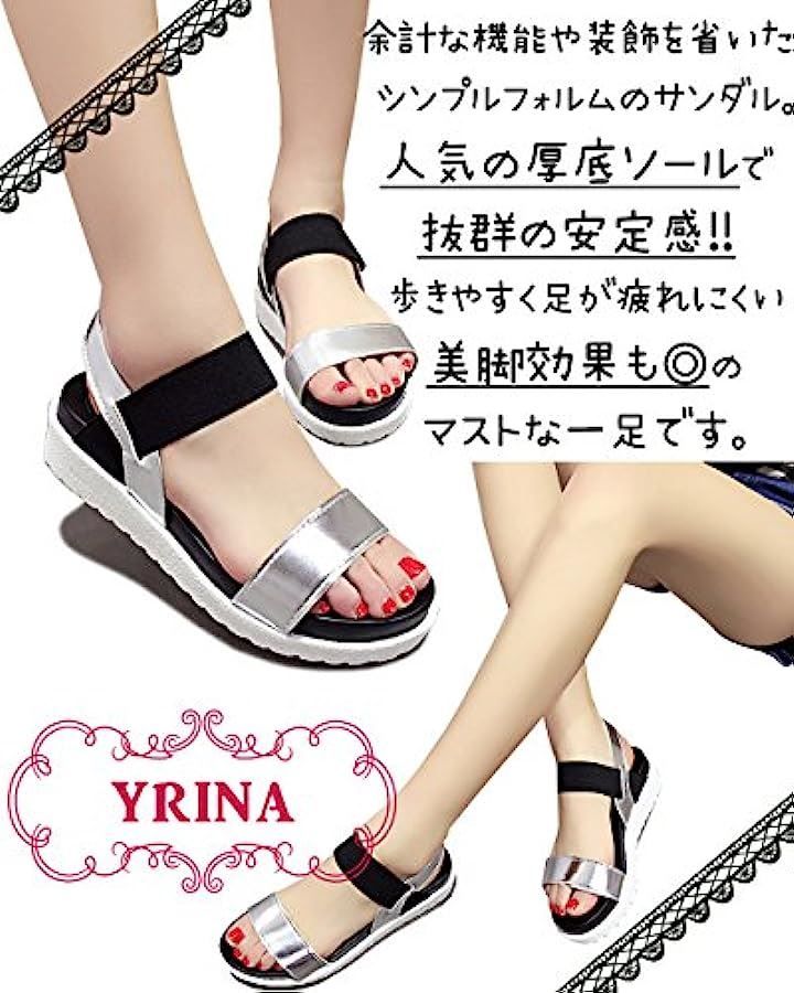 YRINA(ユリーナ) スポーツ サンダル 厚底 スポサン 歩きやすい 軽い