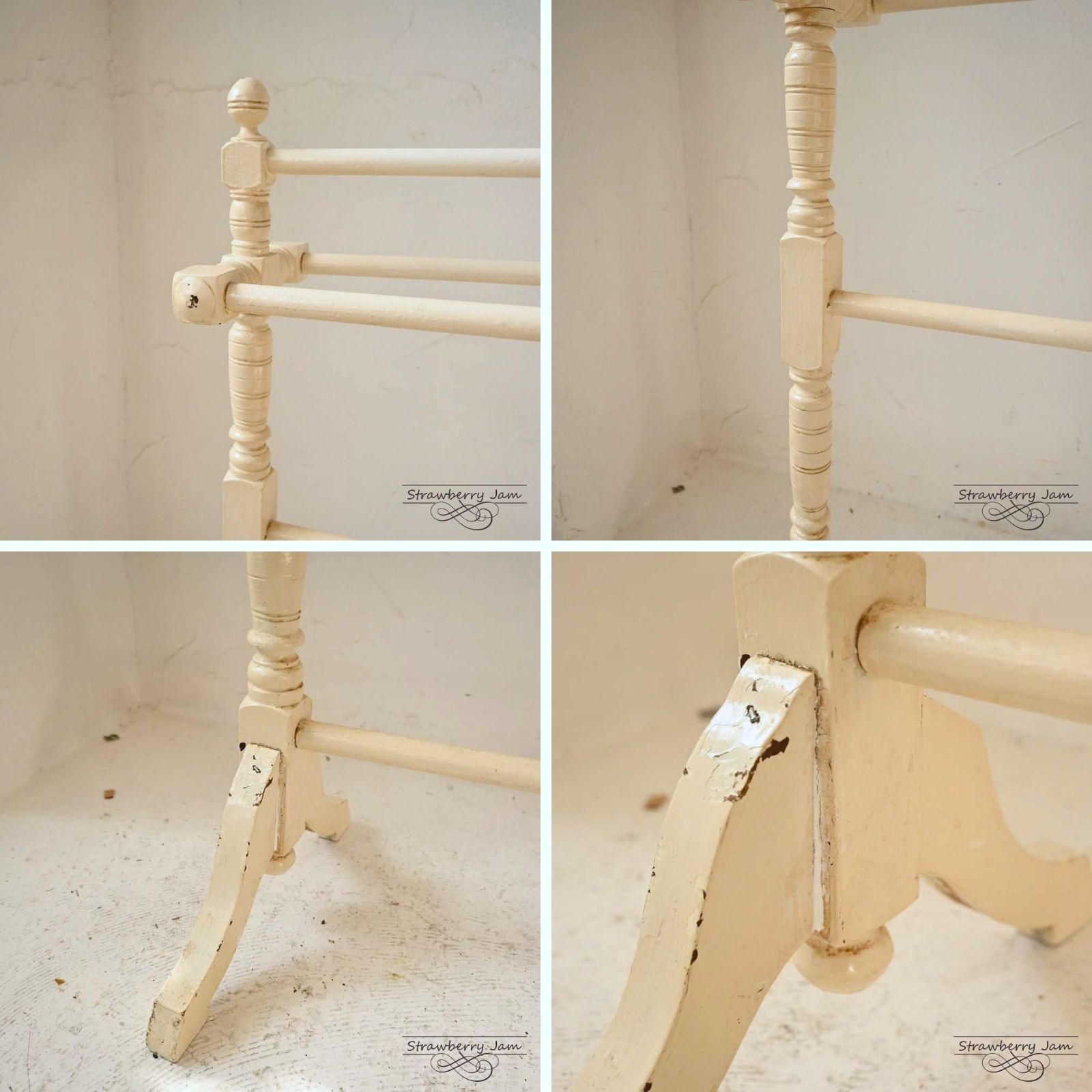 アンティーク　リネン ハンガー　イギリス L3612-47 フランスアンティーク ペイント リネンラック ラック タオル