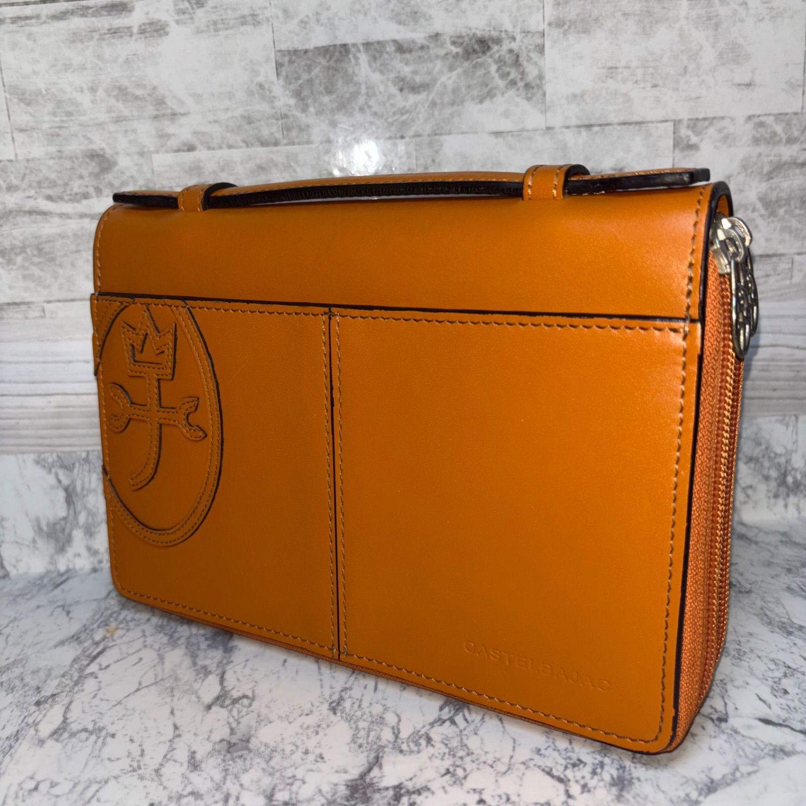 廃盤 品 カステルバジャック セカンドバッグ ブラウン トリエ CASTELBAJAC ウォレット 本革 レザー