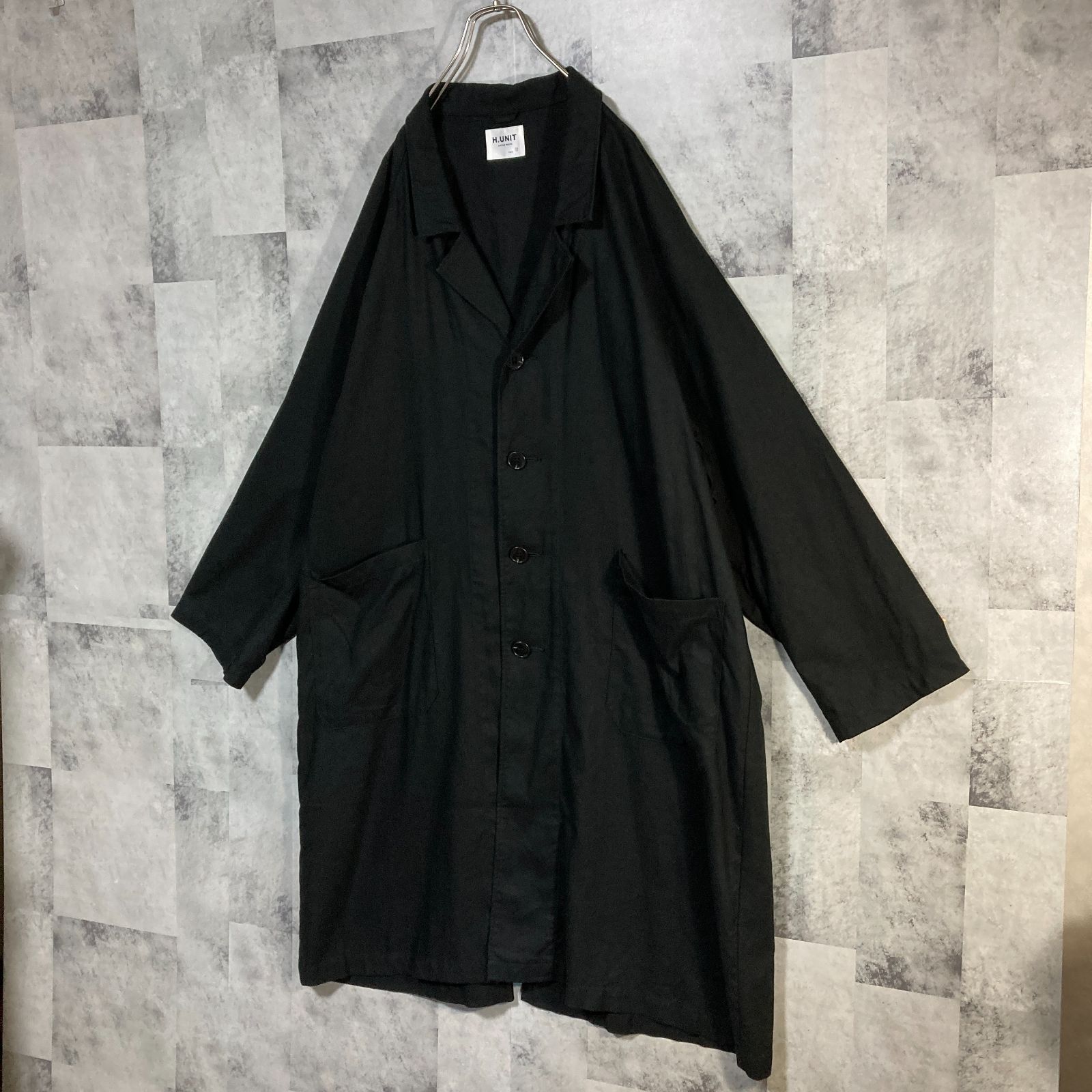 H.UNIT エイチユニット ウールチェックコート black 2024AW H.UNIT エイチユニット ウールチェックコート black 2024AW