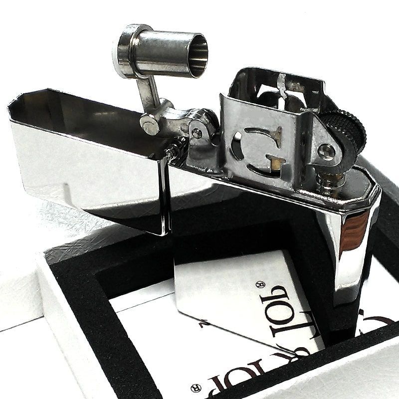 オイルライター かっこいい ギアトップ シンプル 鏡面プラチナ 日本製