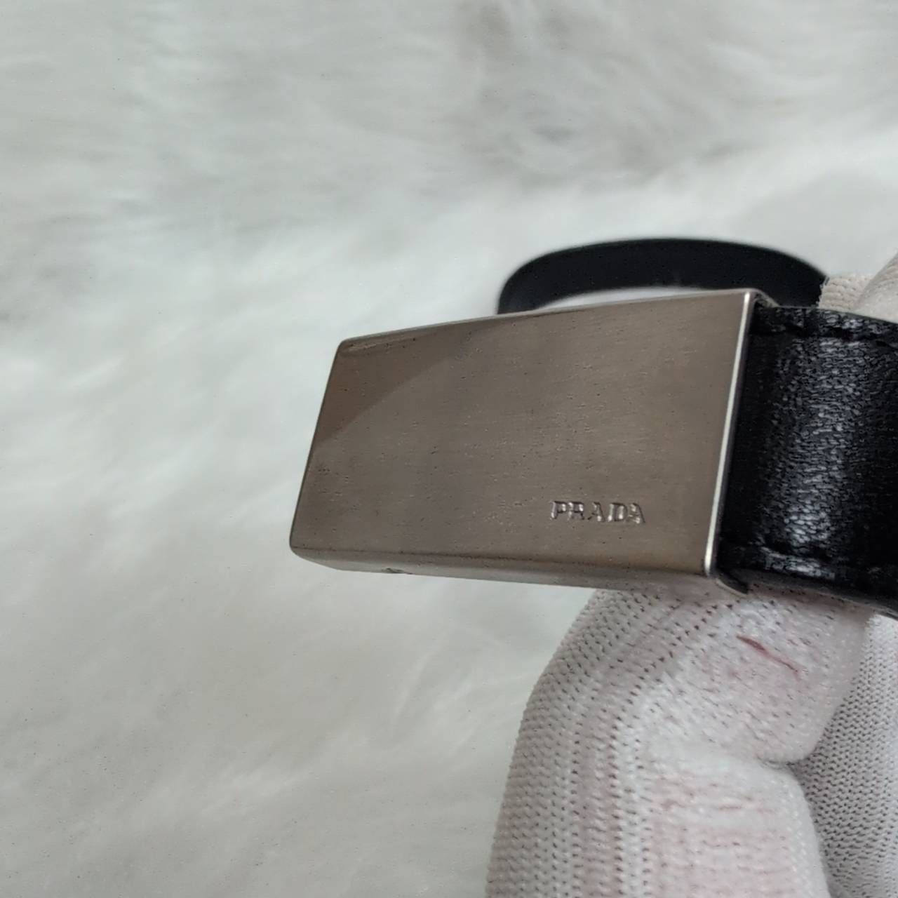 PRADA プラダ 黒 レザーベルト シルバーバックル ビジネス フォーマル