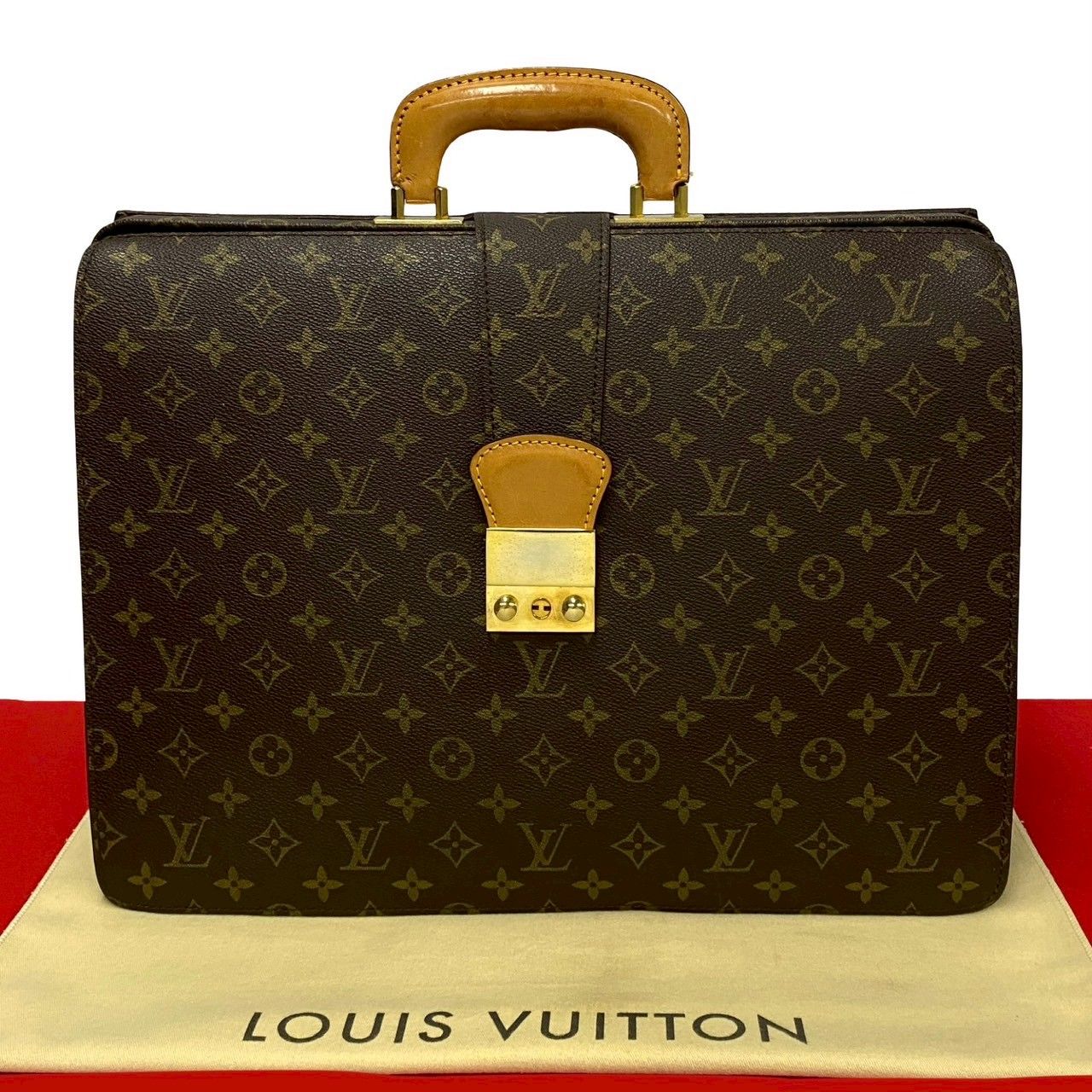 LOUIS VUITTON ルイヴィトン セルビエット フェルモアール モノグラム レザー ビジネスバッグ ブリーフケース ブラウン 91228