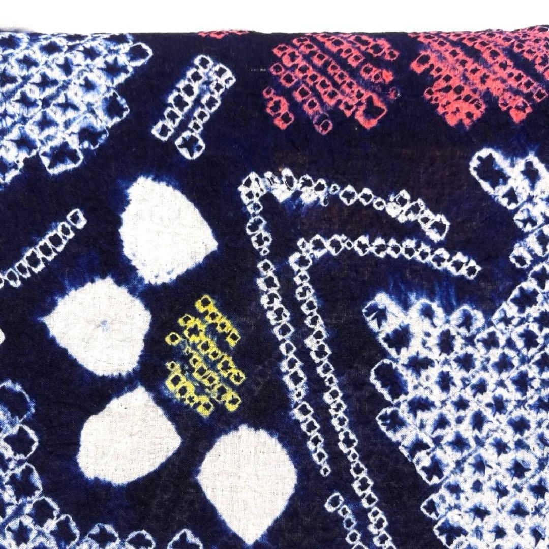 浴衣 有松鳴海絞り 花模様 流線 ネイビー 藍染 着物 044a d スッキリとした