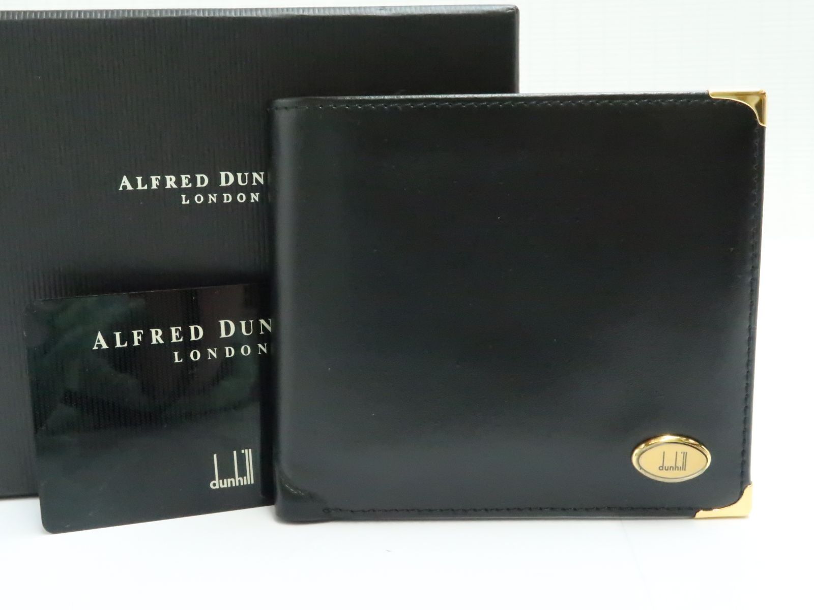 ダンヒル 二つ折り財布 黒色系 レザー フランス製 dunhill 18699316