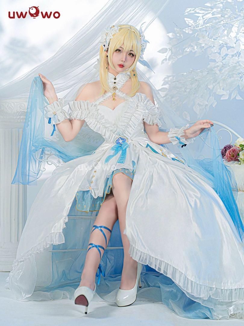 Uwowo 原神 蛍 旅人 花嫁コスプレ衣装 ウィッグ 靴追加可