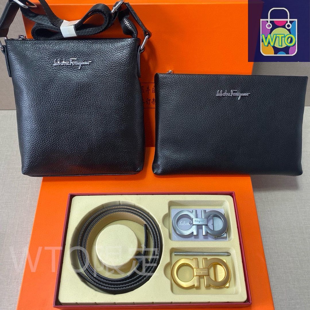 フェラガモ⭐︎バッグ&ブレスレット（セット売りです） 本日特価] フェラガモ Ferragamo 高級レザー ベルト＆バッグ