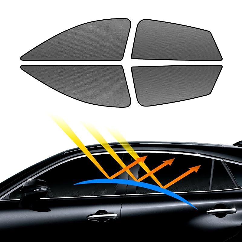 BLUESEATEC トヨタ ハリアー 80系 遮光 マグネット式 メッシュカーテン 着脱簡単 サンシェード R2.06-現行 車種専用設計 虫除け 折り畳み式 日除け 収納袋付きフ ロントサイド用 2列目サイド用 4枚