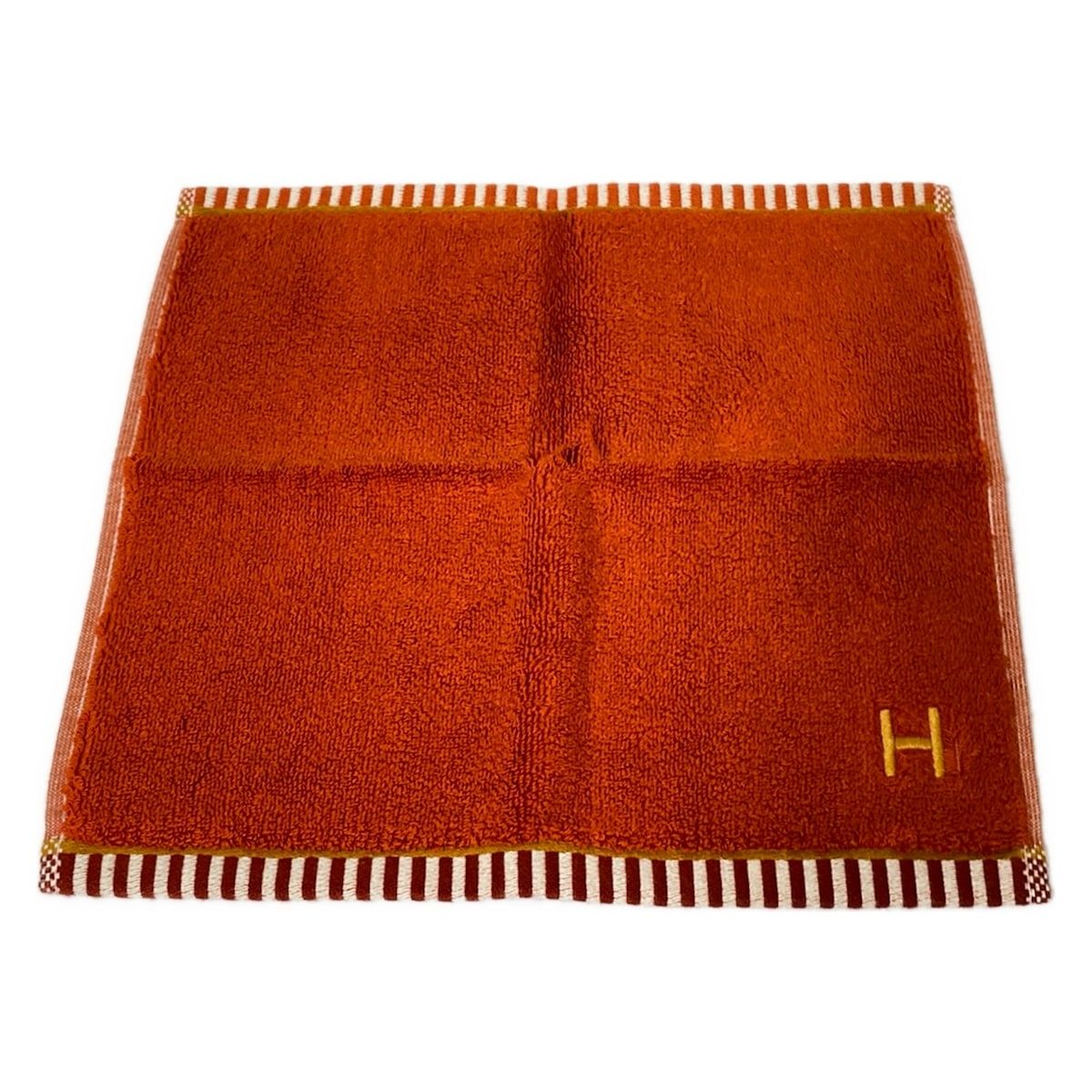 HERMES エルメス ハンカチ - オレンジ ハンドタオル コットン