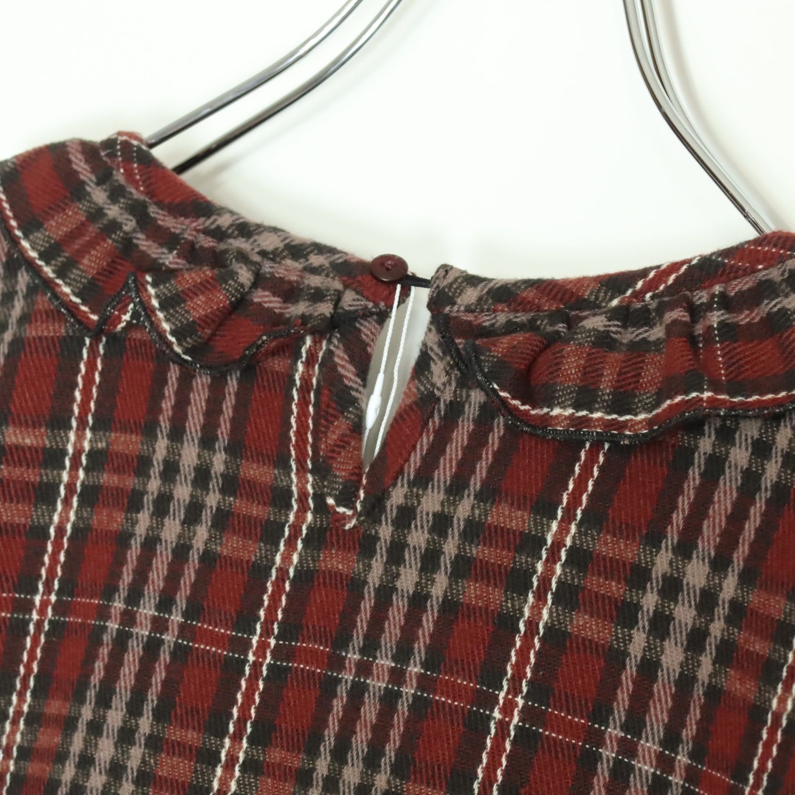 ピンクハウス チェック柄 フリル レース 切り替え ネル素材