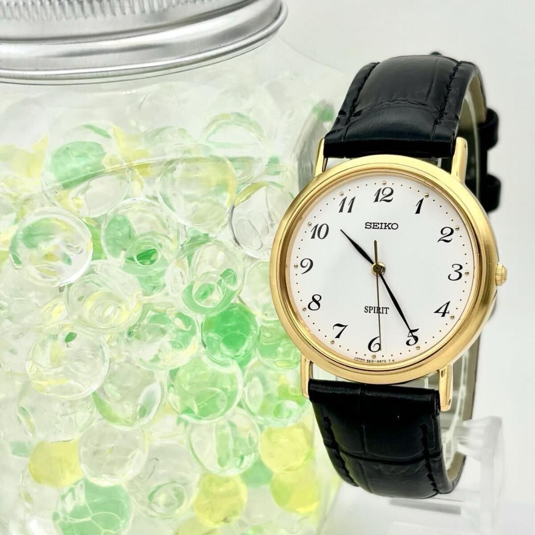 展示品/新品電池】 SEIKO スピリット メンズ 腕時計 ゴールド 新品ベル