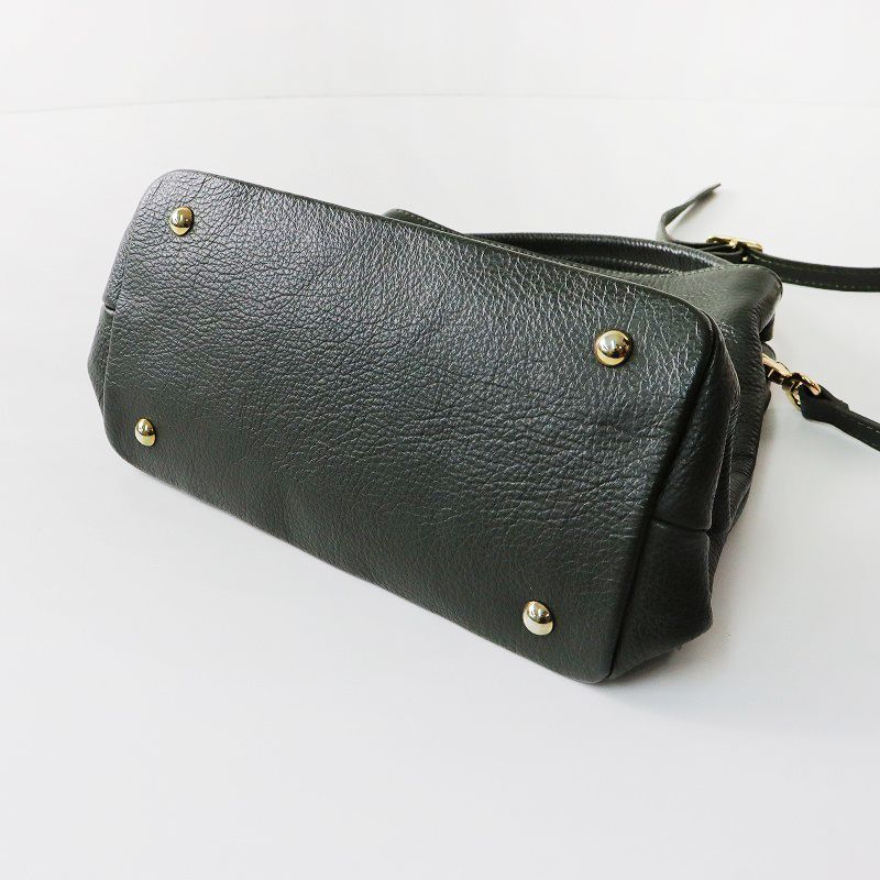 美品 ステファン STEPHEN フリンジ レザー ハンドバッグ /グリーン 