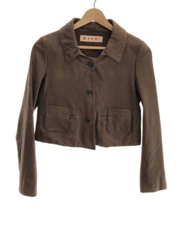 MARNI - MARNI マルニ 12AW ゴートレザーショートレザージャケット ブラウン 38 MARNI マルニ 12AW ゴートレザーショートレザージャケット
