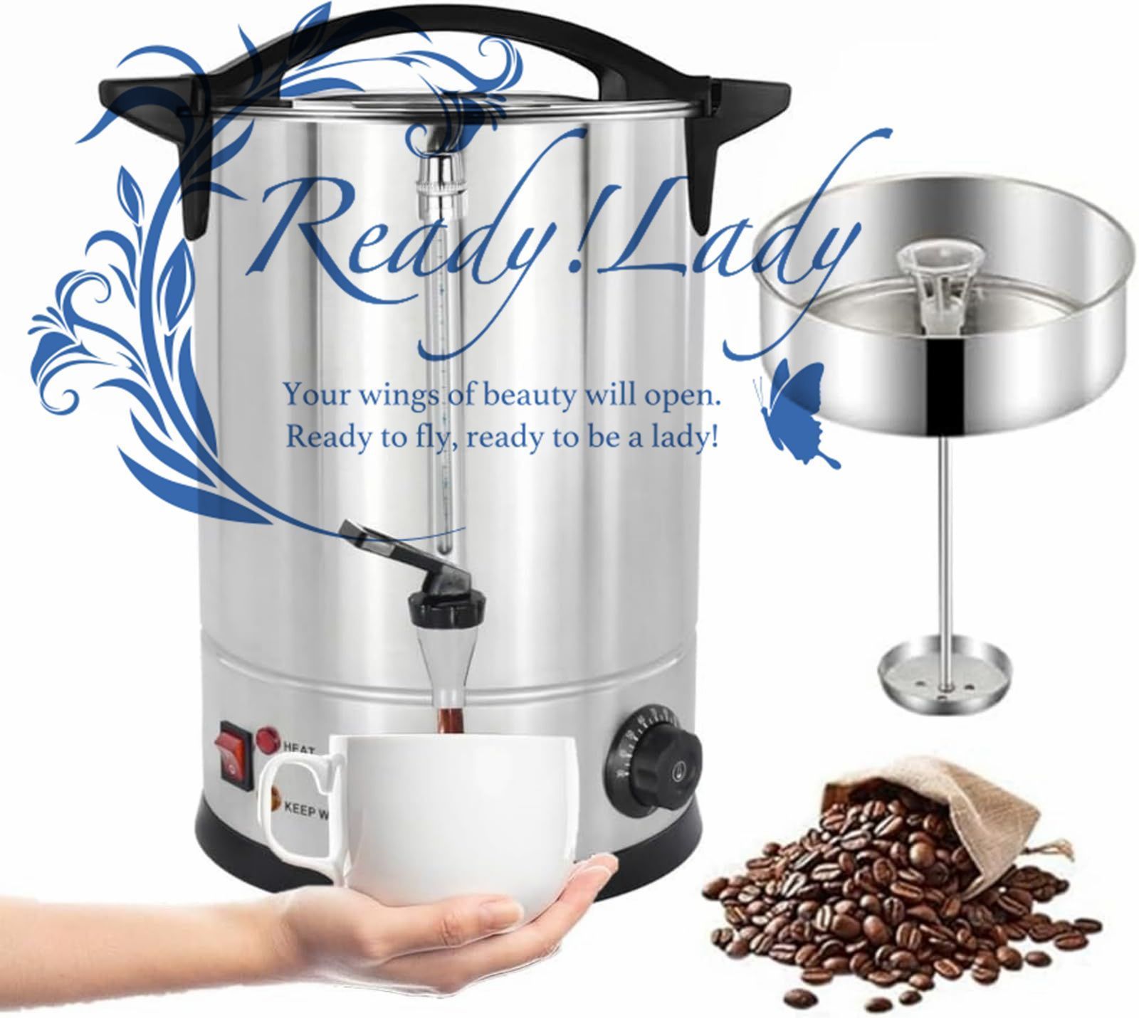 電気ケトル 電熱バケツ ティーバケツ コーヒーバケツ コーヒーポット 110V スチーム304ステンレス 二層湯バケツ 水出しコーヒーマ
