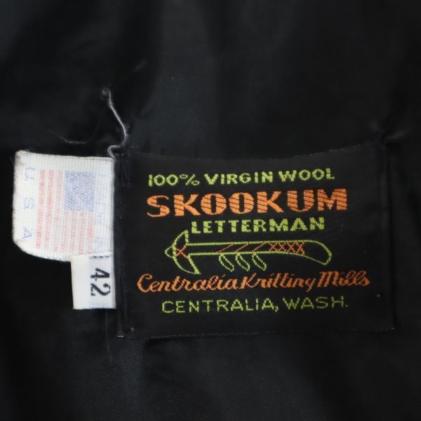 スクーカム USA製 レザー切替 スタジャン 42 黒いｘ白 SKOOKUM