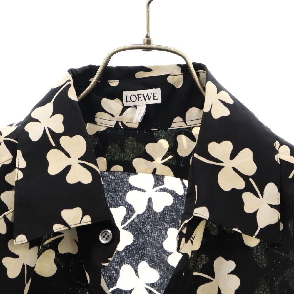 LOEWE (ロエベ) クローバー総柄 レーヨン長袖シャツワンピース 
