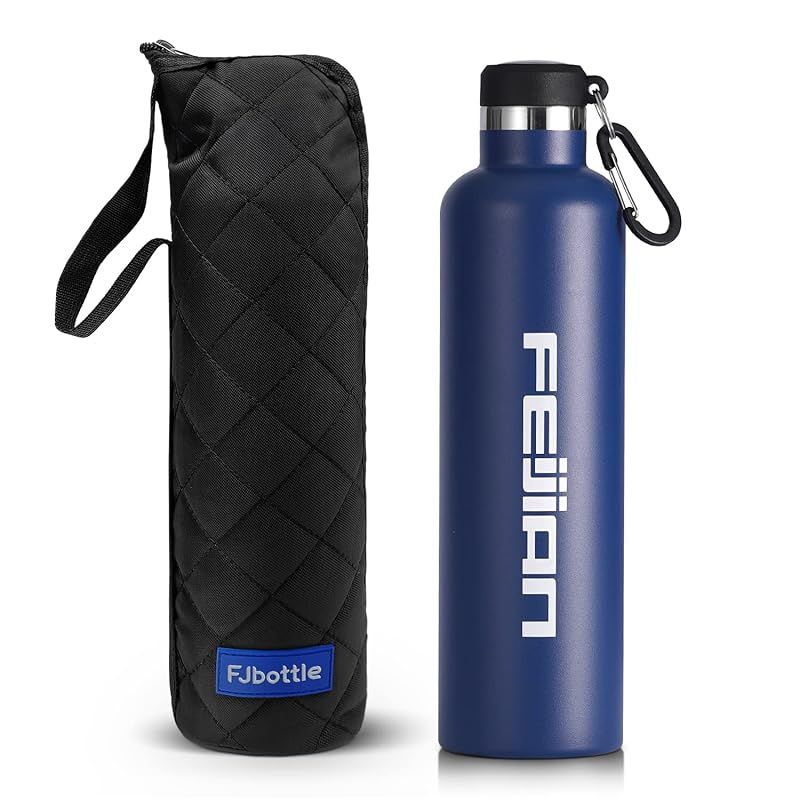 【新着商品】FEIJIAN 1リットル 水筒 真空断熱 保温 保冷 スポーツボトル 直飲み ステンレスボトル 1l スポーツ飲料対応 広口 水筒カバー付き 男の子 女の子 おしゃれ 大人 子供 ブルー