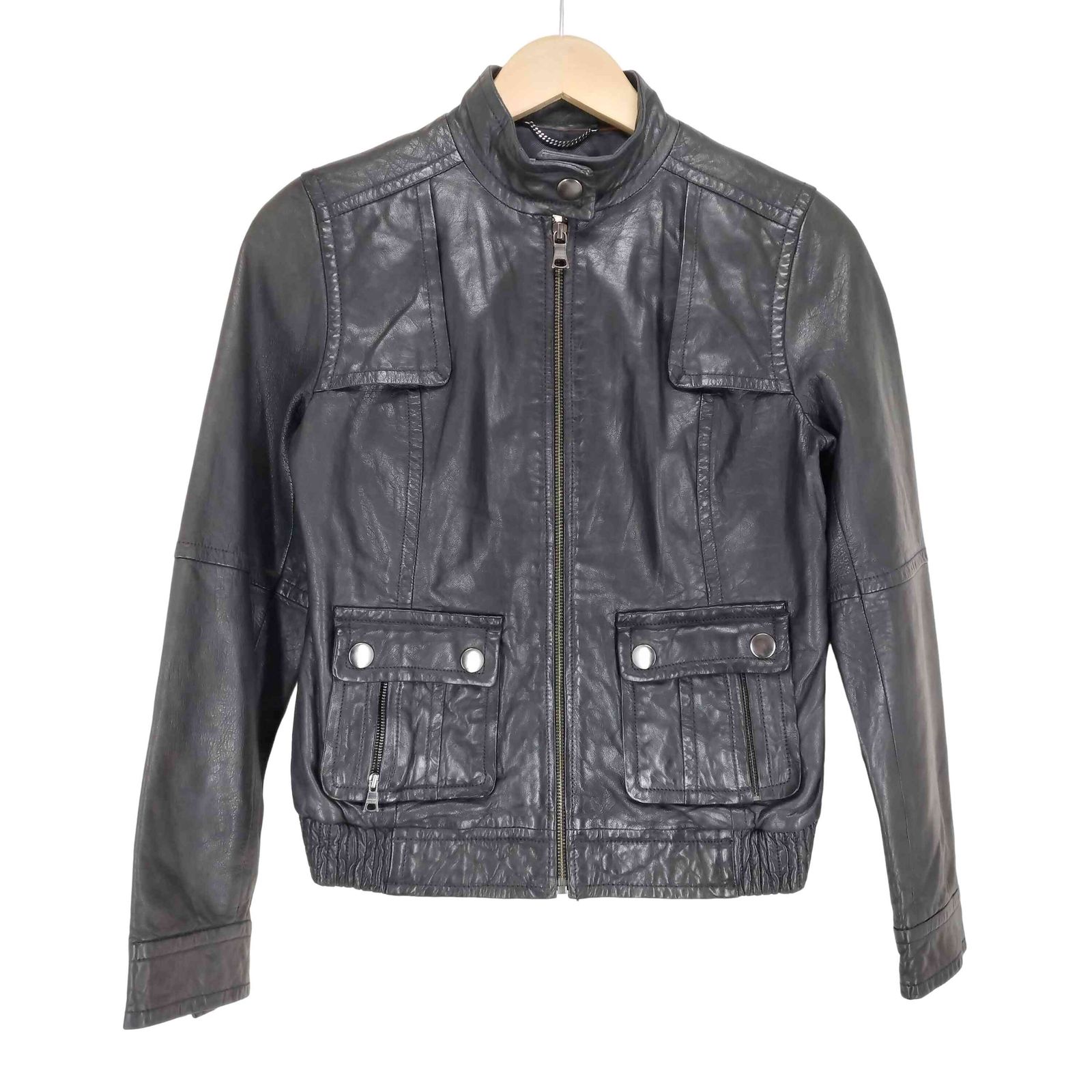 バナナリパブリック BANANA REPUBLIC ラムレザーシングルライダースジャケット レディース XS