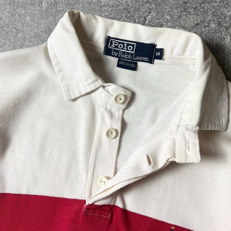 80s USA製 POLO RALPH LAUREN クロスフラッグ 刺繍 ボーダー