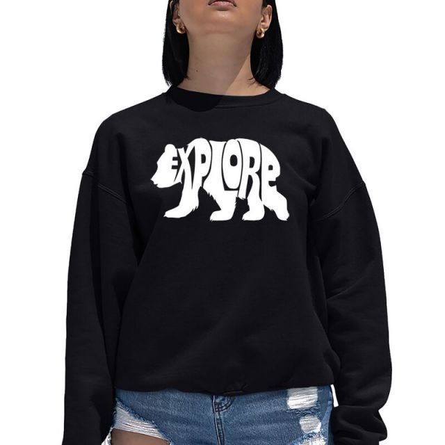 売れ筋商品|||エルエーポップアート カットソー トップス レディース Women's Stretching Cat Word Art Crewneck Sweatshirt Black 送料無料】 エルエーポップアート レディース Tシャツ トップス