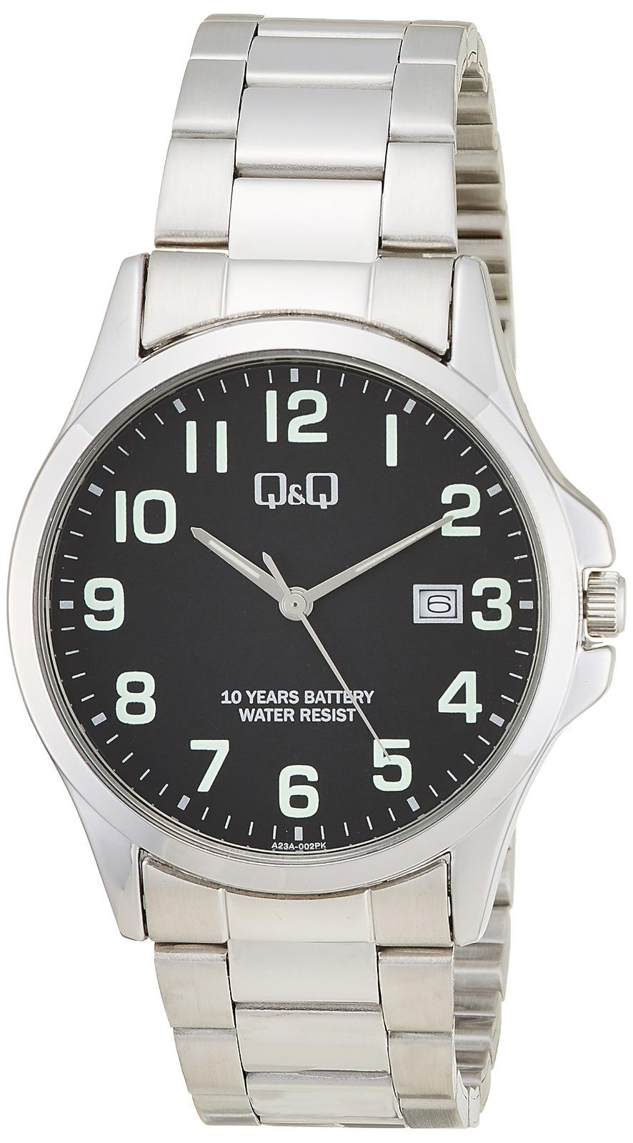 キューアンドキュー 腕時計 アナログ 電池寿命10年 防水 メタルバンド シチズンQ-Q A 23 A-002 PK メンズ シルバー