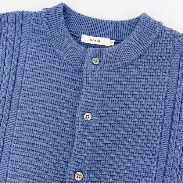 YASHIKI ヤシキ ワッフル編み ブルーカーディガン サイズ3 セール
