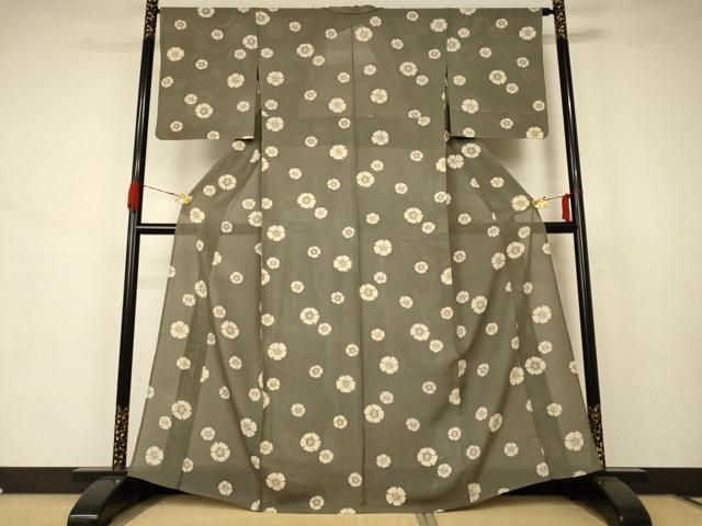 平和屋着物 夏物 小紋 絽 舞花文 正絹 AABB6738jd