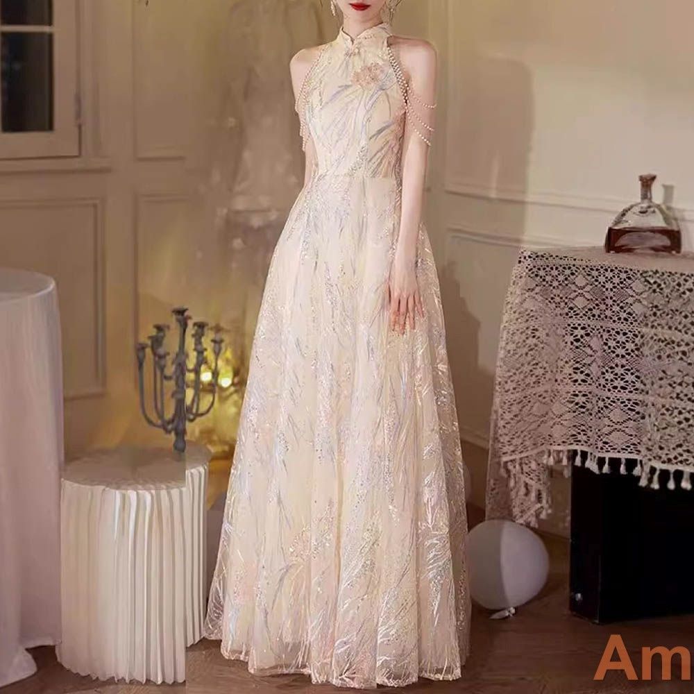 チャイナドレス風 ワンピース チャイナドレス ロング ドレス 結婚式 ドレスワンピース ノースリーブ aライン ロング コスプレ 衣装 パーティードレス 二次会 演奏会 パーティードレス 0963 min