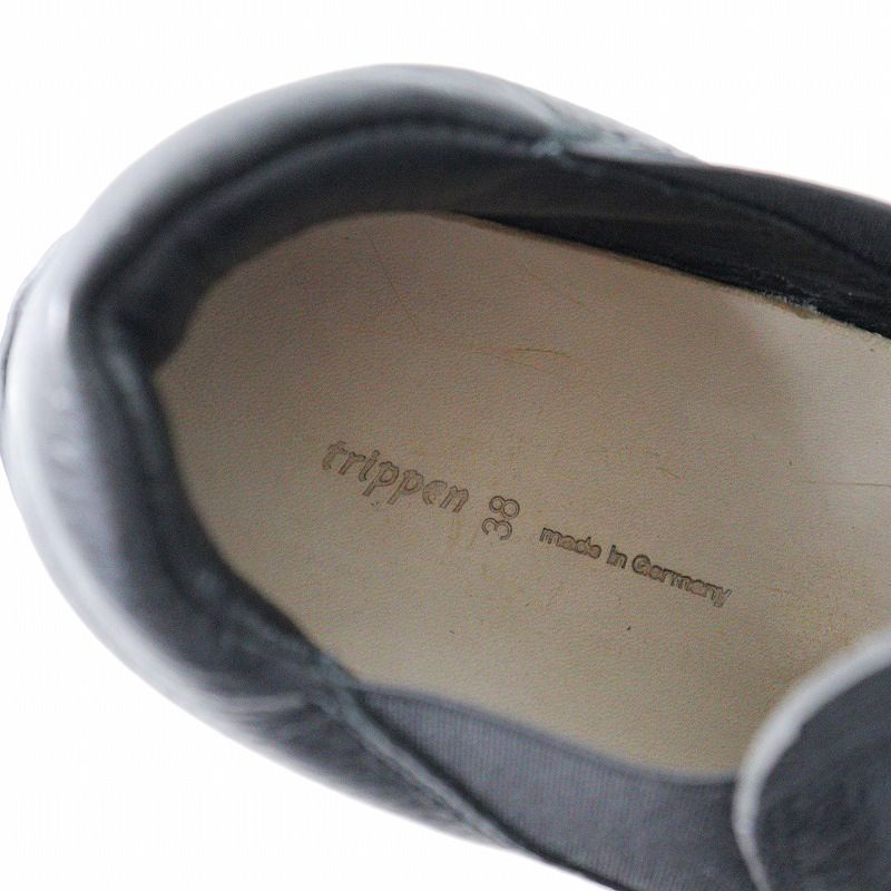トリッペン trippen BUCKET レザー サイドゴア スリッポン 38/ブラック