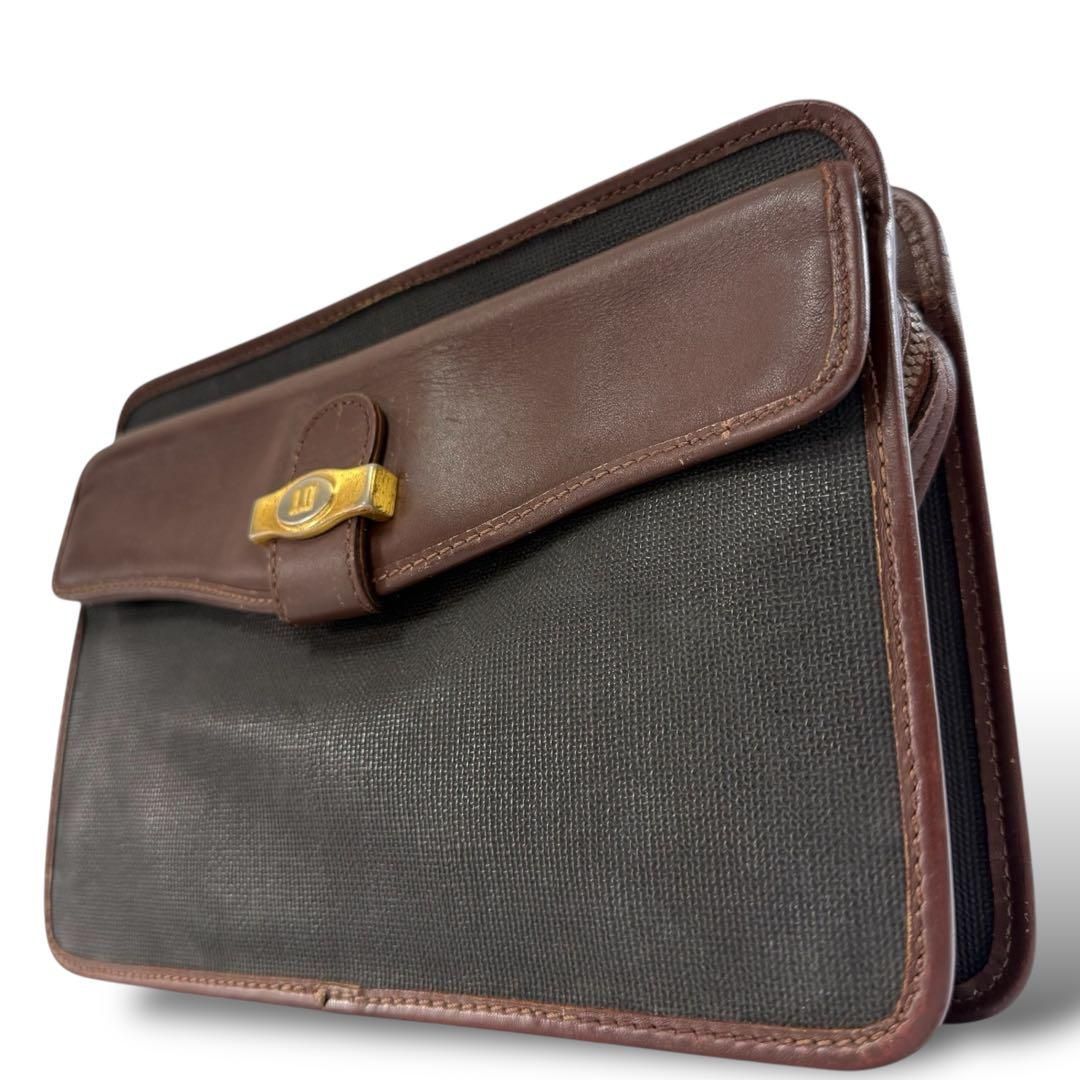 dunhill ダンヒル セカンドバッグ クラッチバッグ かばん 鞄 ビジネス フォーマル ゴールド金具 イタリー PVC レザー メンズ