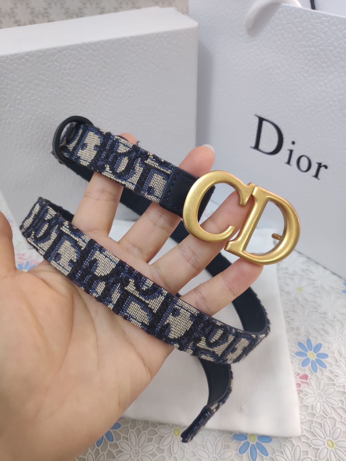 Dior|クリスチャンディオール ベルト CDロゴ サドルベルト 金色金具 レディース用✜