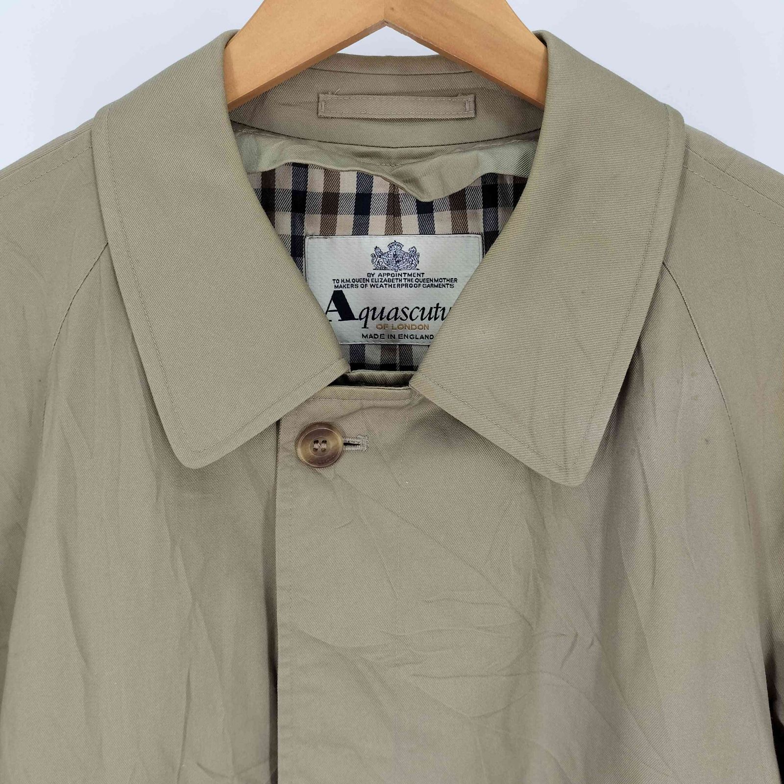 Aquascutum 英国製 ウールコート比翼 ステンカラー アクアスキュータム アクアスキュータム AQUASCUTUM 90-00S 英国製 旧タグ 裏地クラブ