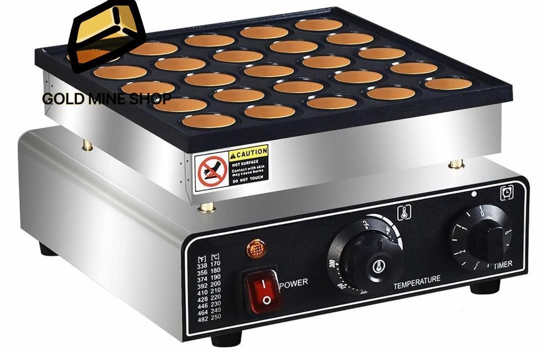25ホールパンケーキメーカー 850Wミニダッチパンケーキパンエレクトリックノンスティックワッフルマシン50-300℃調整 な温度 クレープ