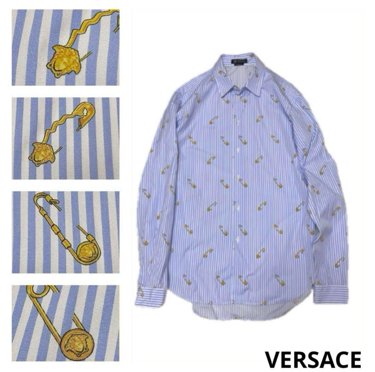 ●美品●VERSACE●ヴェルサーチェ●メデューサピンストライプ柄長袖シャツ