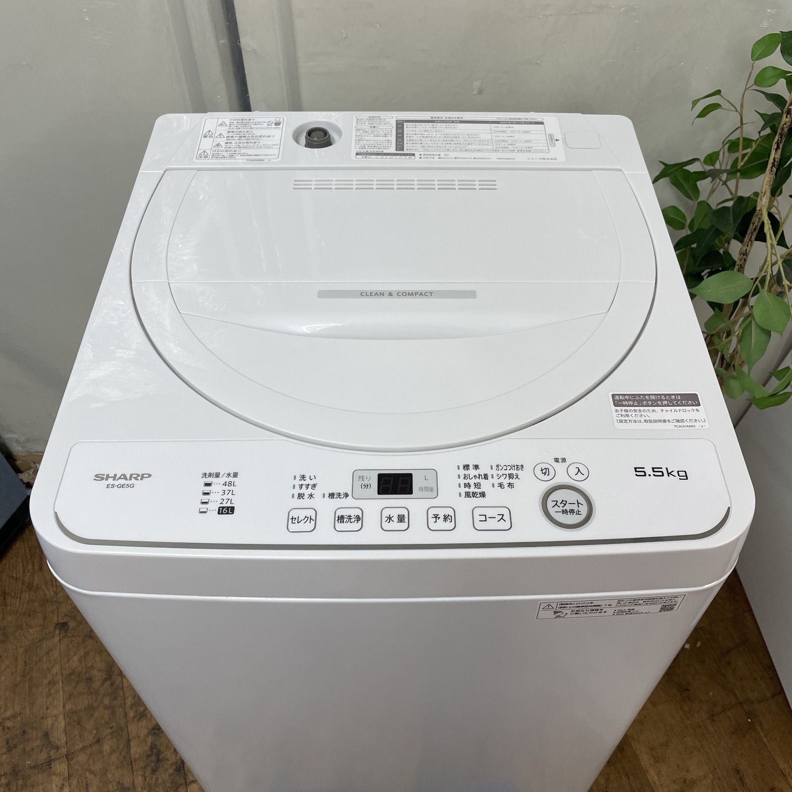 R484 ☀️ 名古屋市近郊配送設置無料 2025年製の高年式 SHARP 洗濯機 洗濯5.5㎏ ES-GE5G 動作 済 クリーニング済