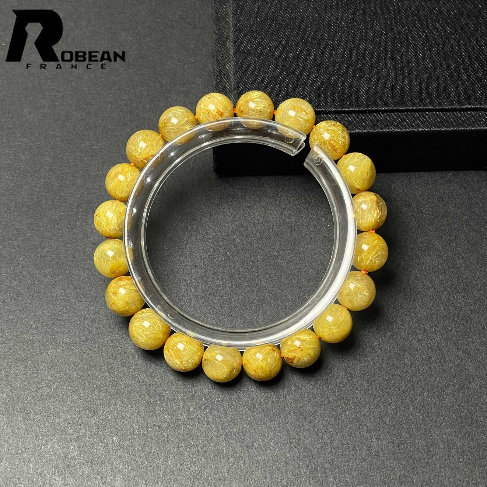 10 OFFクーポン EU製 定価14万円 ROBEAN ! 満針ルチルクォーツ ブレスレット パワーストーン 天然石 金運 お守り プレゼント1 9.2-9.8mm M1004593