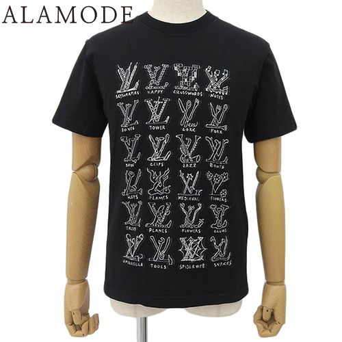 LOUIS VUITTON(ルイ・ヴィトン) LVカートゥーンジャガード Tシャツ トップス RM211 ヴァージルアブロー 半袖 ロゴ M コットン ブラック黒 メンズ 40802120968【中古】【アラモード】