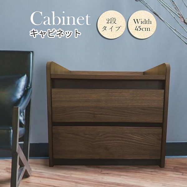 キャビネット キャビネット収納 幅45cm 2段キャビネット 木製 収納力抜群
