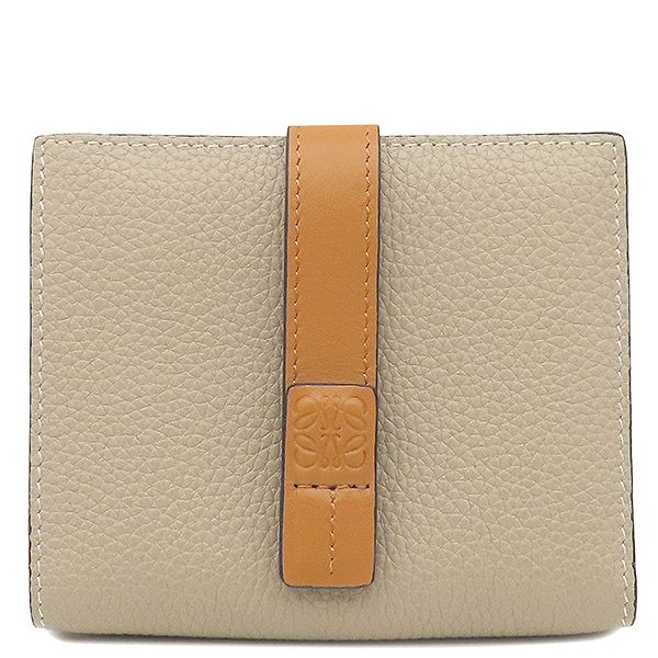 ロエベ LOEWE 二つ折り財布 コンパクト ジップウォレット ソフトグレインカーフ ライトオーツXハニー シルバー金具 ピンク 茶 C660Z41X01 箱