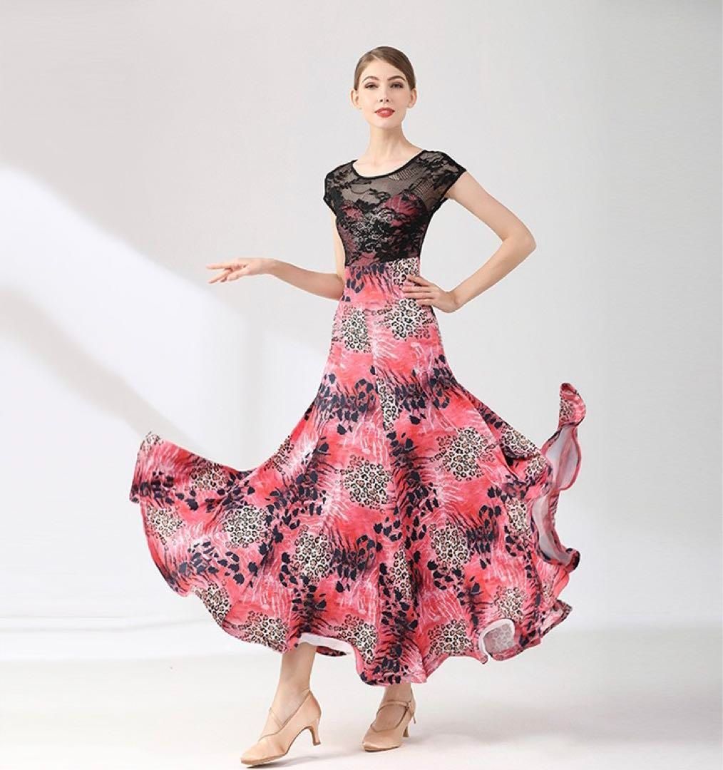 大人気✨花柄スタンダードワンピース 練習着 デモダンスパーティに！ 花柄スタンダードワンピース?ダンスパーティーにも最適?練習着にも