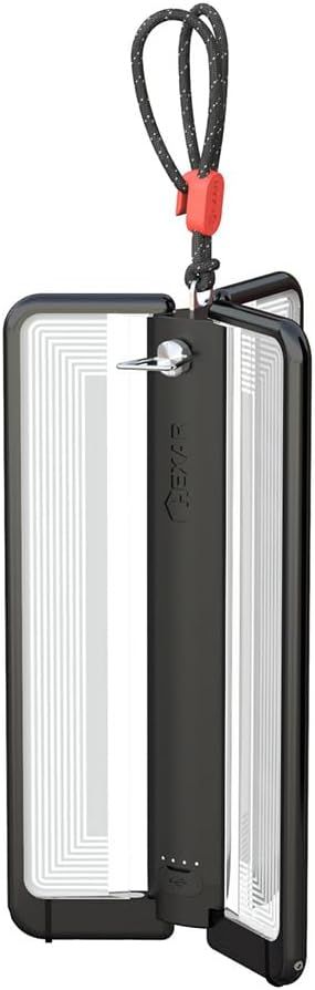 HEXAR CL6 充電式LEDランタン 【優しい光 スマート収納 】 薄くたためる LED導光パネル IP54 無段階調光 電球色 キャンプ 防災 【ブラック】