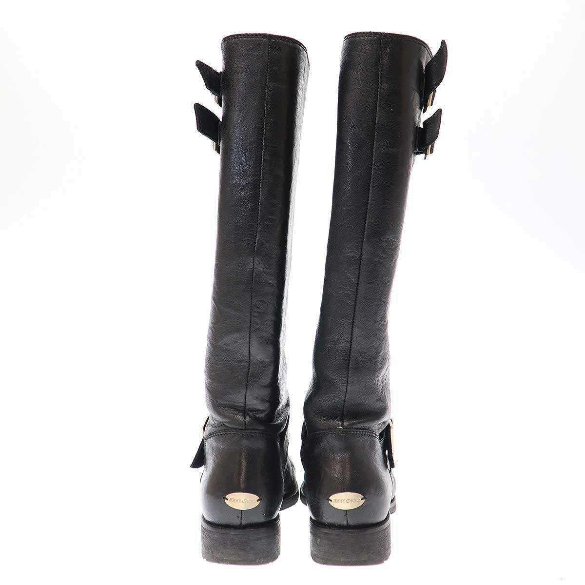 JIMMY CHOO ジミー チュウ レザーバイカーブーツ 247YULE ブラック 37  