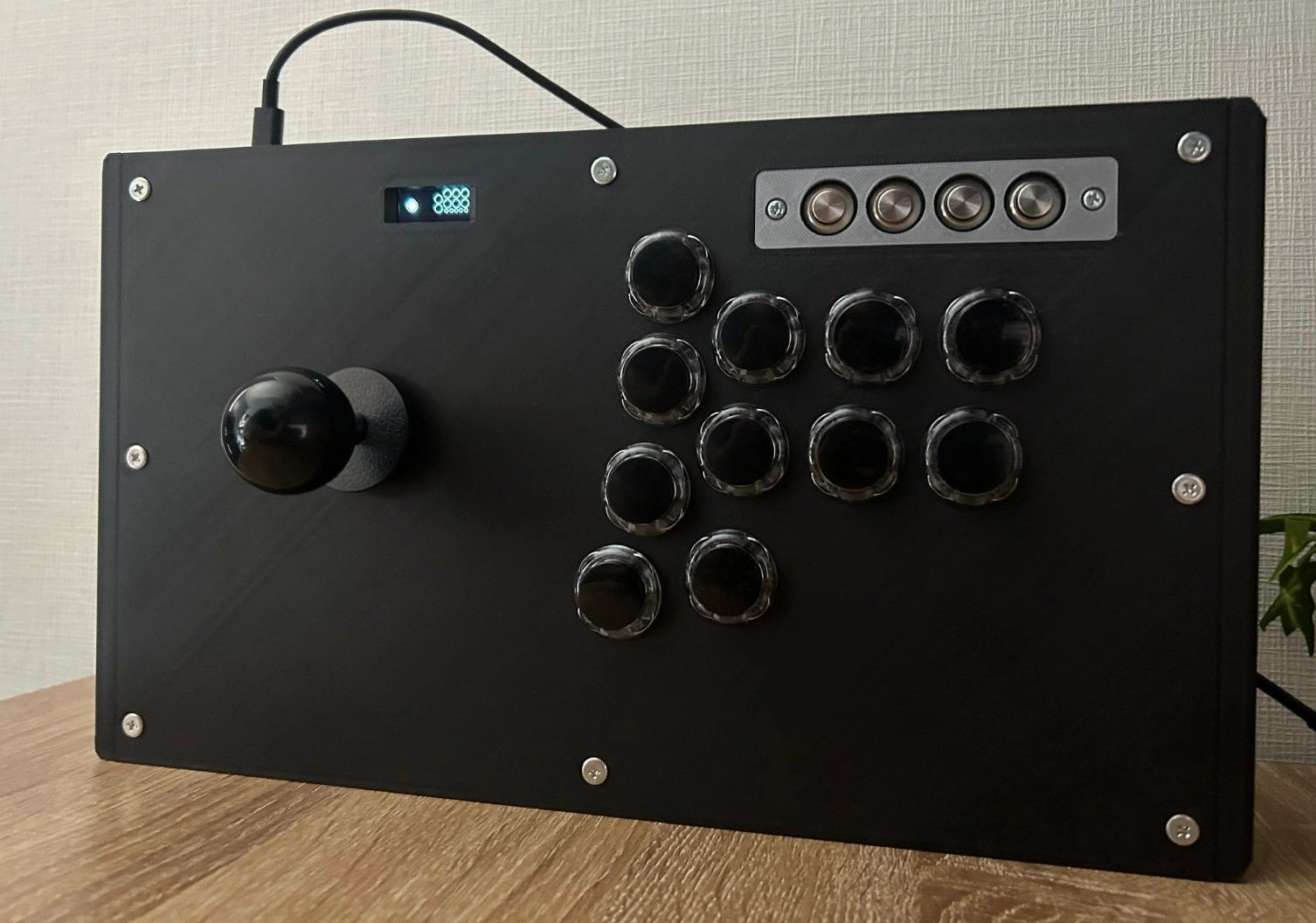 普通のアケコンSE|ジョイスティックレバーモデル 漆黒のブラック?‍⬛|OLED搭載 板マグネット開閉式モデル 24mmモデル 30mmモデル