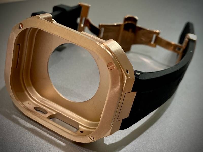 ブラックローズ AppleWatchカバーケース 脱着 簡単 保護 49㎜ Ultra カスタム ステンレス ベルト ラバー バンド アップルウォッチ対応