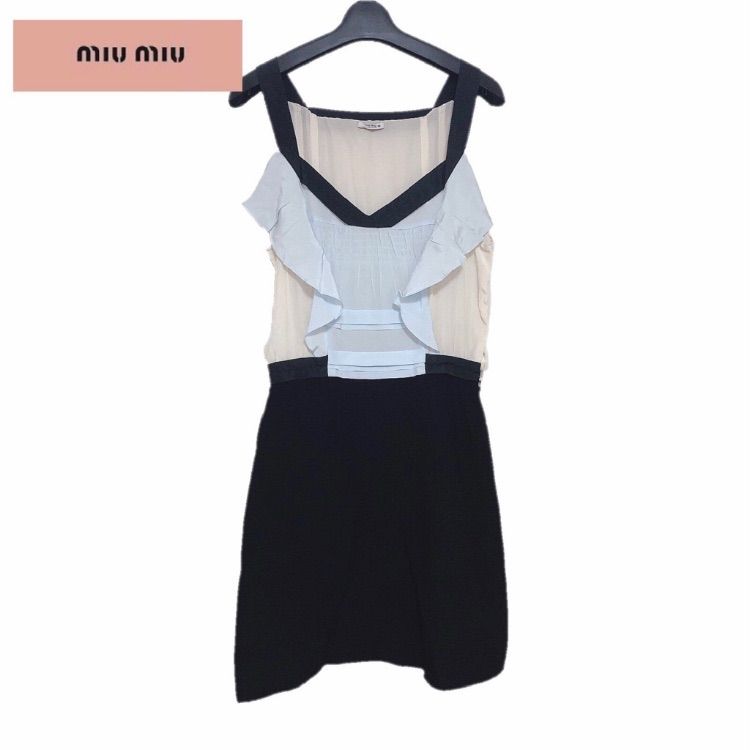 新品】確実正規品 MiuMiu ミュウミュウ フリル カジュアル ワンピース  