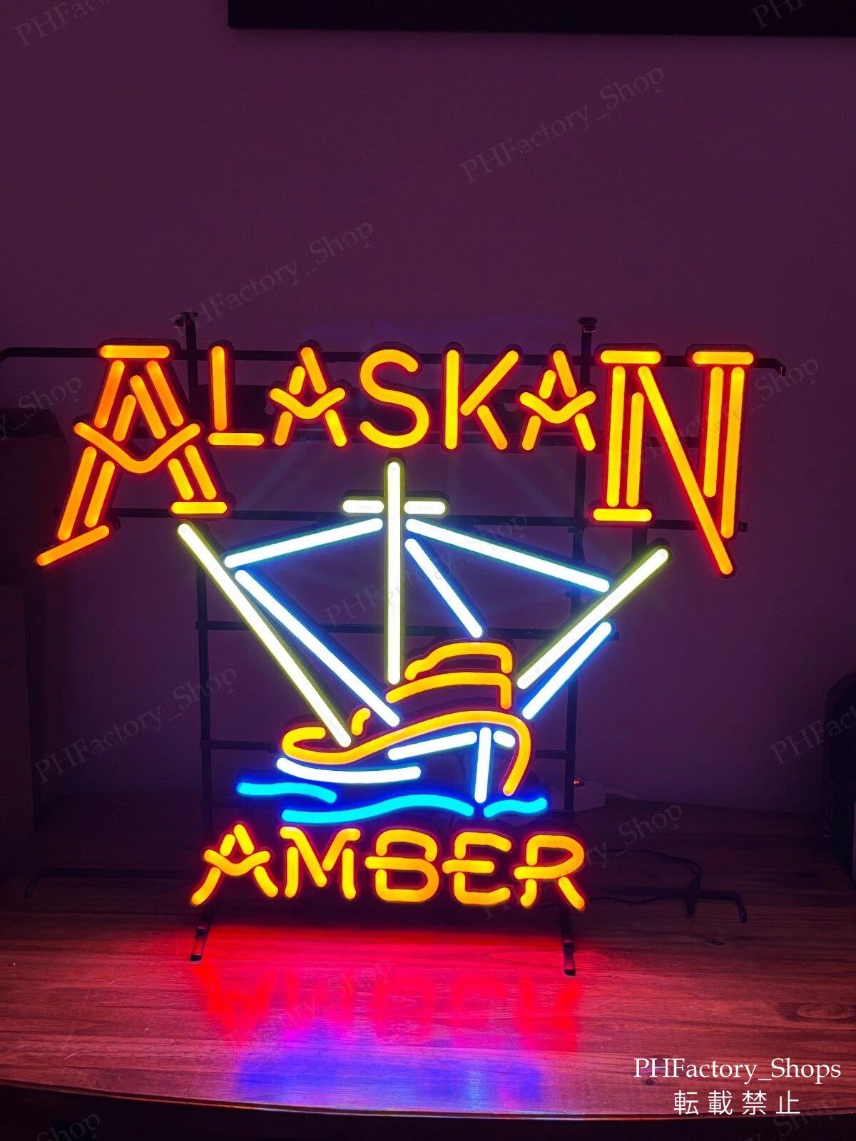ネオン管 ALASKAN AMBER ネオンサイン ネオン看板 バー ビール LED 釣り 装飾壁 室内装飾 アメリカン雑貨 71x61cm A250